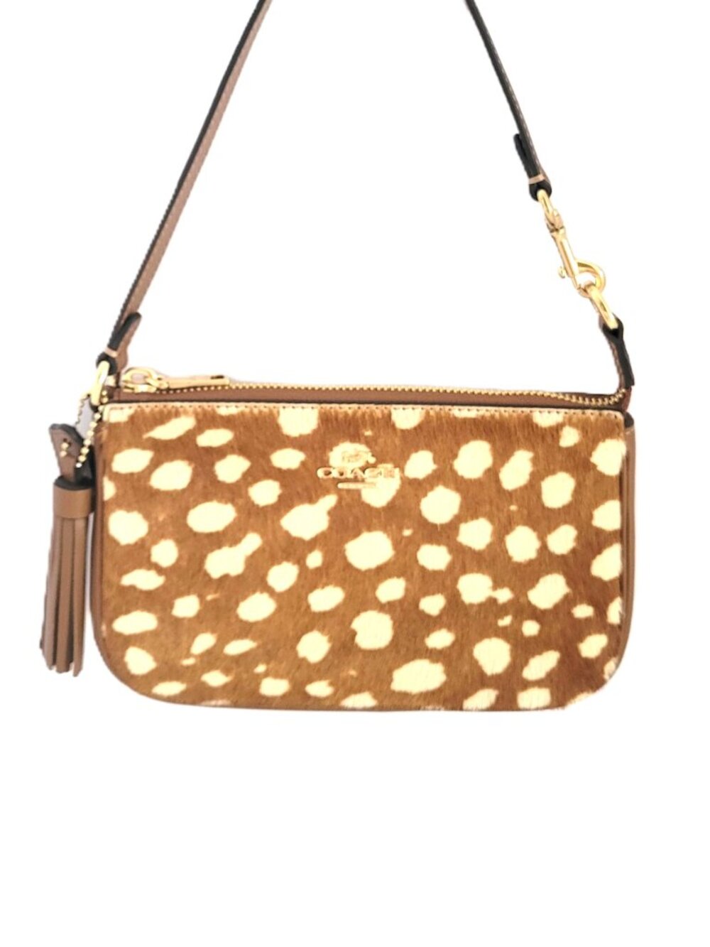 Coach CDW35 Nolita 19 Deer Print Haircalf Small Handbag Clutch Wristlet Brown